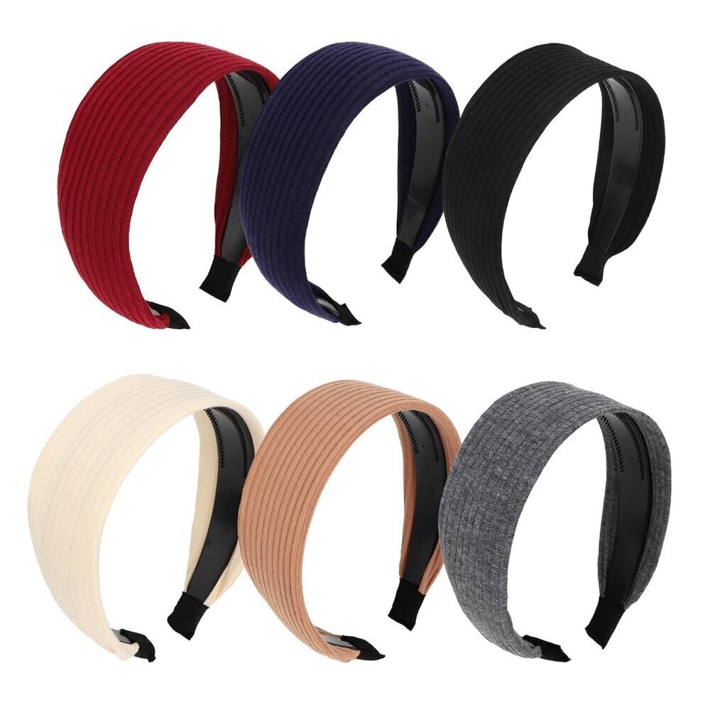 6pcs Wide Headbands Cloth Plastic Multi-Colored For Women Adults